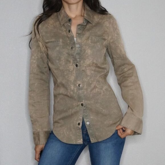 See Thru Soul Jackets & Blazers - See Thru Soul Snap Button Down Shirt Tie Die Long Sleeve Light Jacket